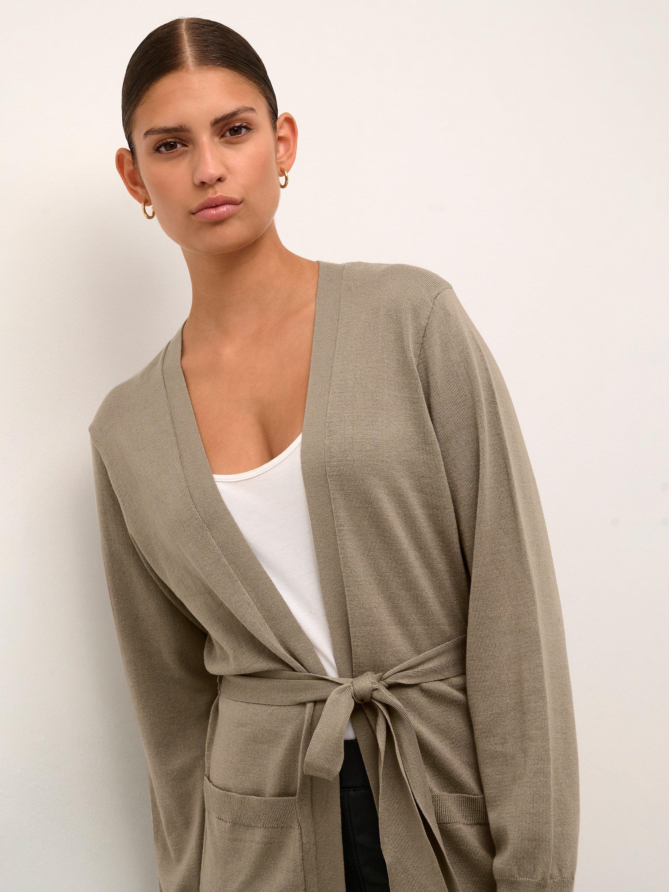 Product image 4 of 6, which shows KAFFE Astrid Tie Detail Cardigan, Brindle, XS