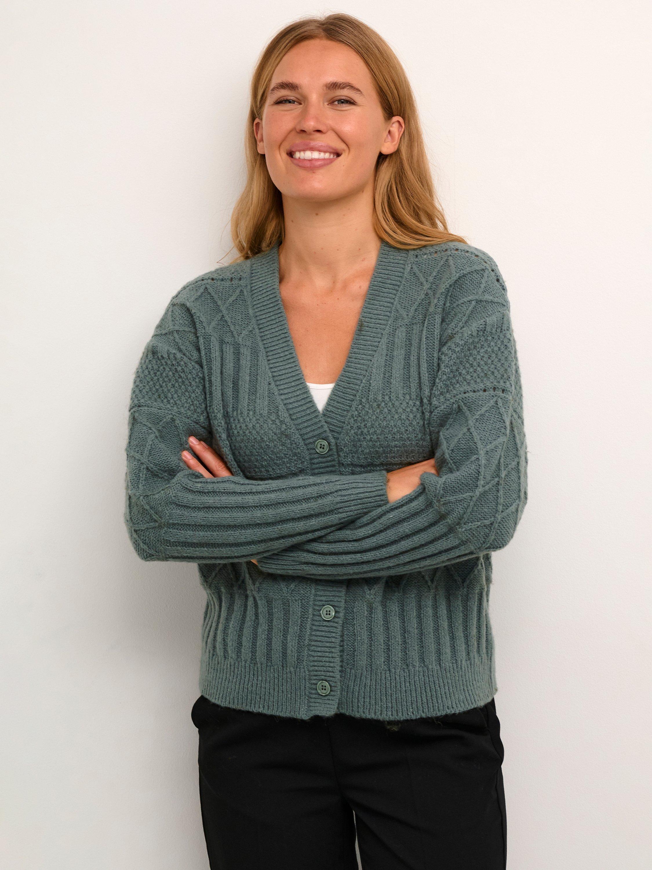 KAFFE Ester Knit Cardigan, Balsam Green