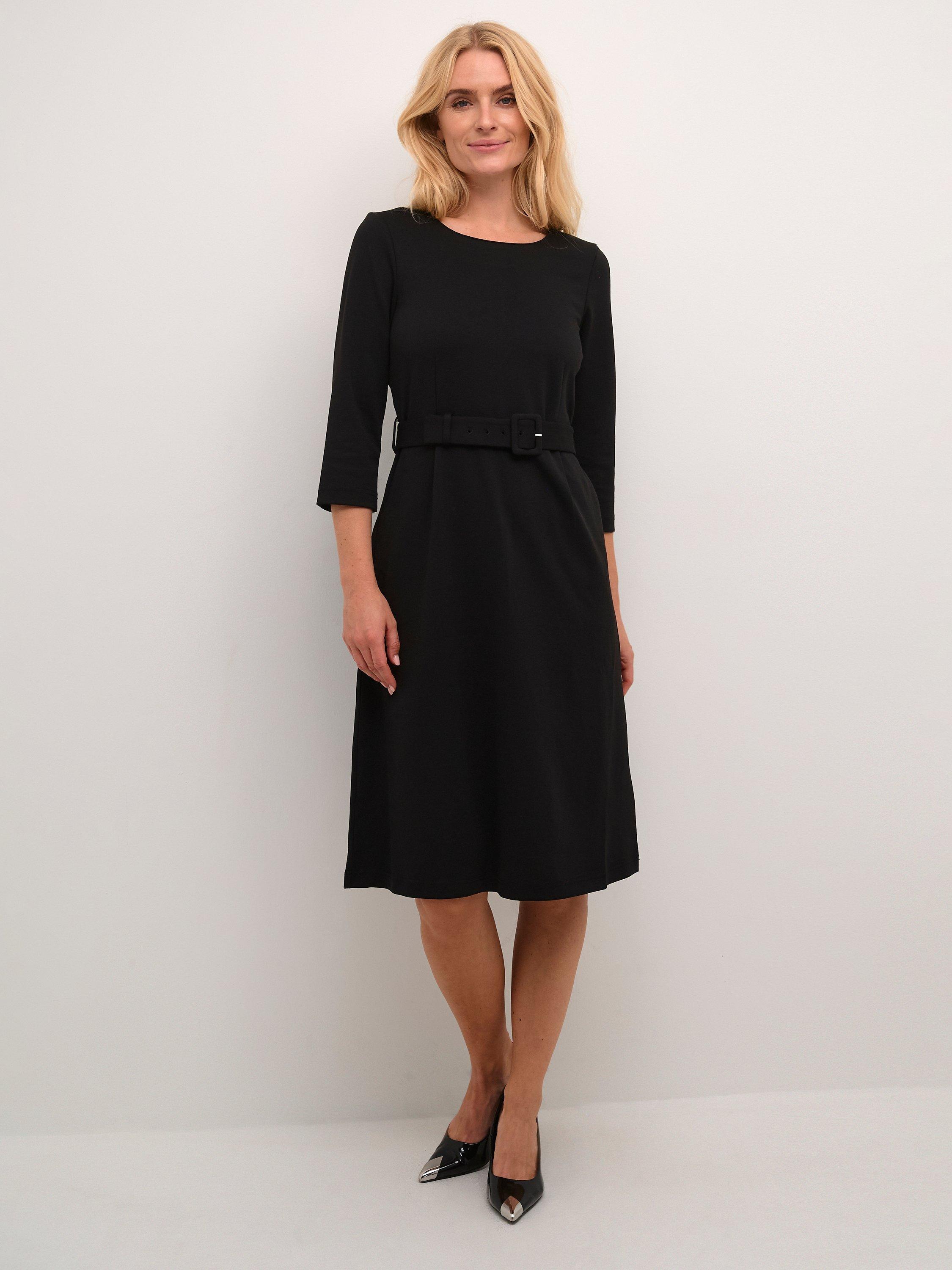 KAFFE Karen Knee Length Fit And Flare Dress Black Deep