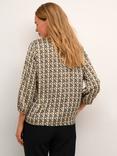 KAFFE Anna Scale Print Blouse, Black/Ermine