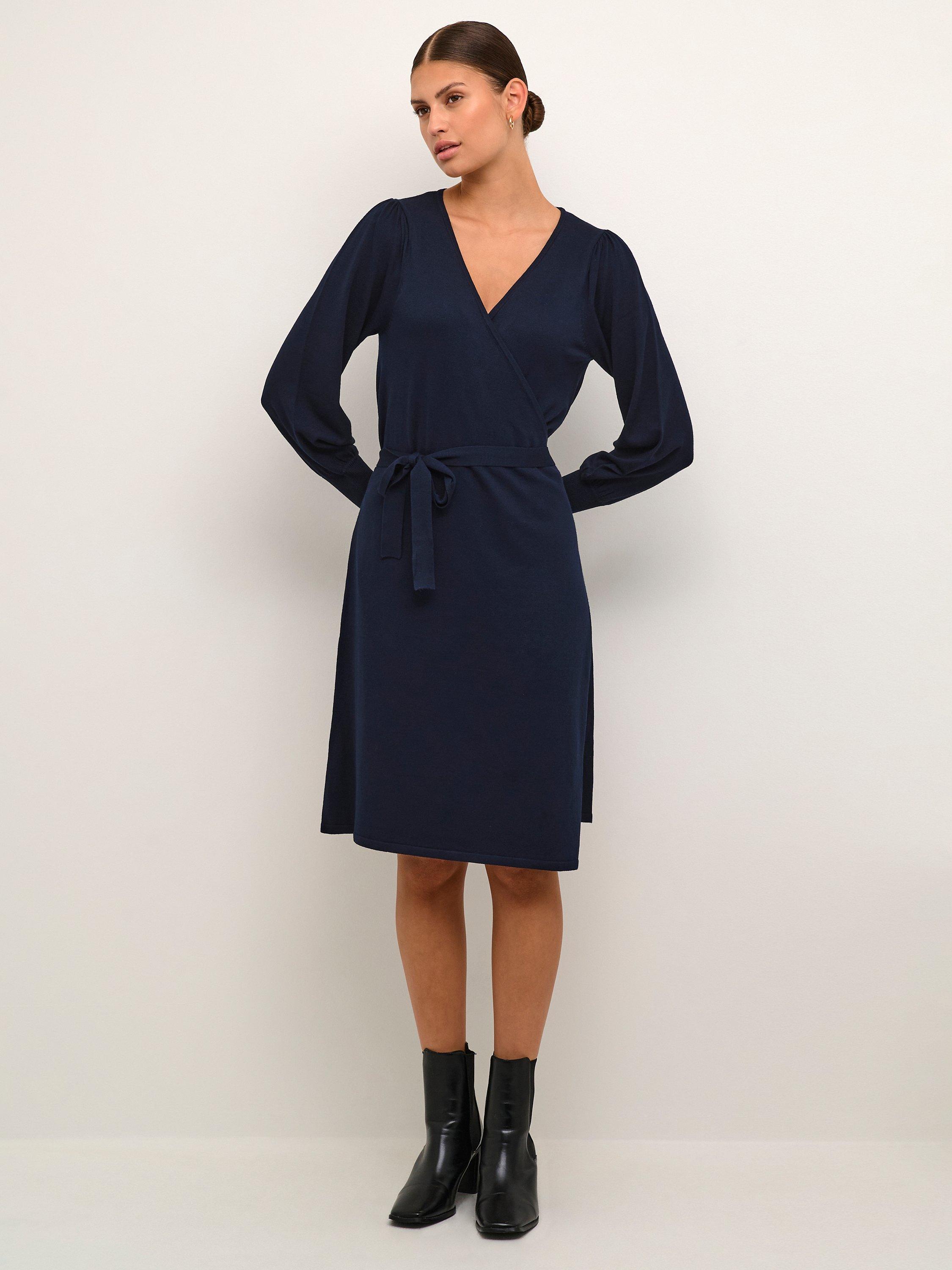 KAFFE Anno Astrid Wrap Dress, Midnight Marine