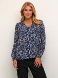 KAFFE Janne Feather Print Blouse, Midnight