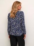 KAFFE Janne Feather Print Blouse, Midnight