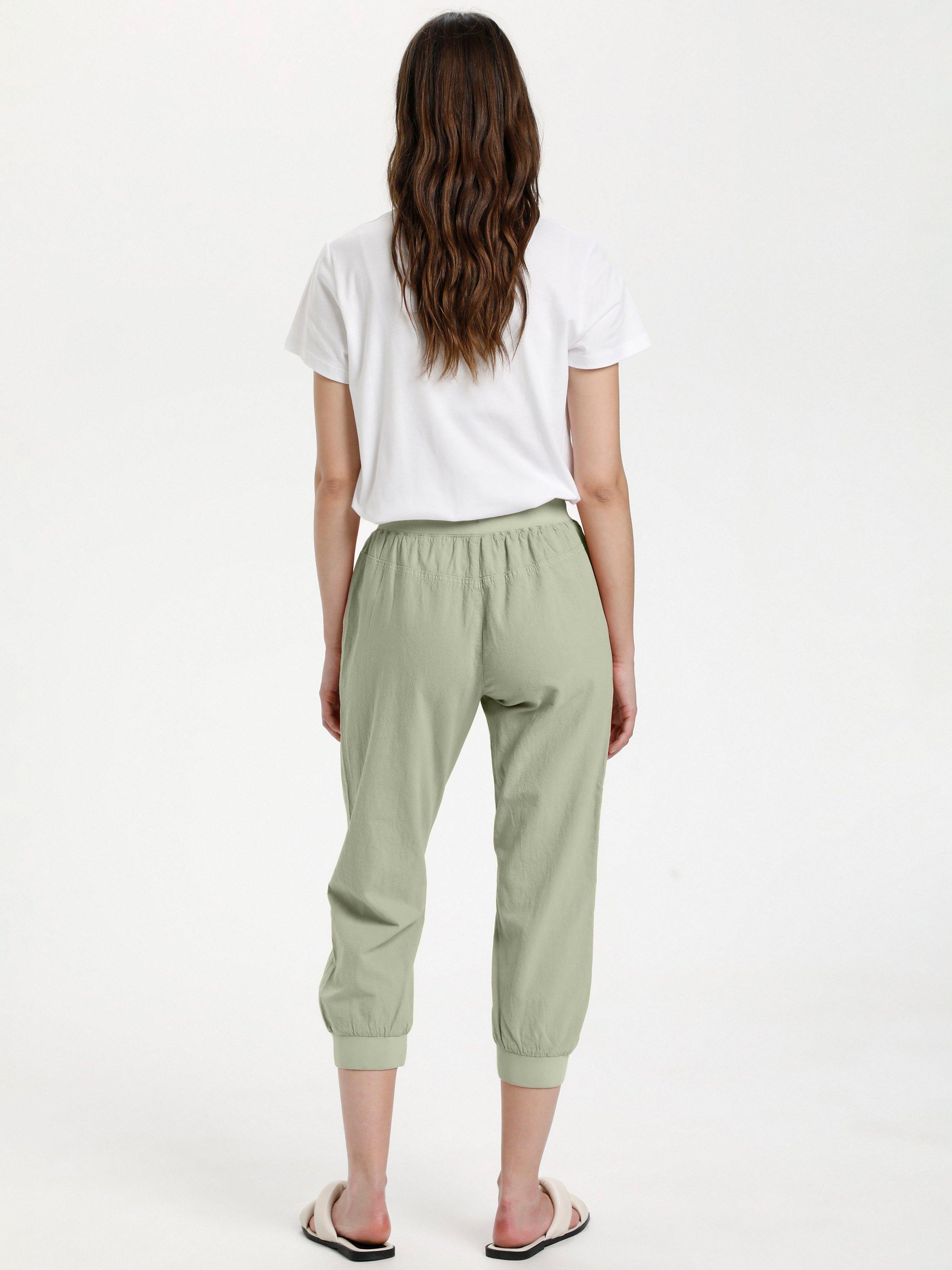 Product image 2 of 4, which shows KAFFE Naya Capri Cropped Tapered Joggers, Seagrass, 14