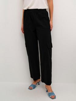 KAFFE Naya Wide Leg Cargo Trousers, Black Deep