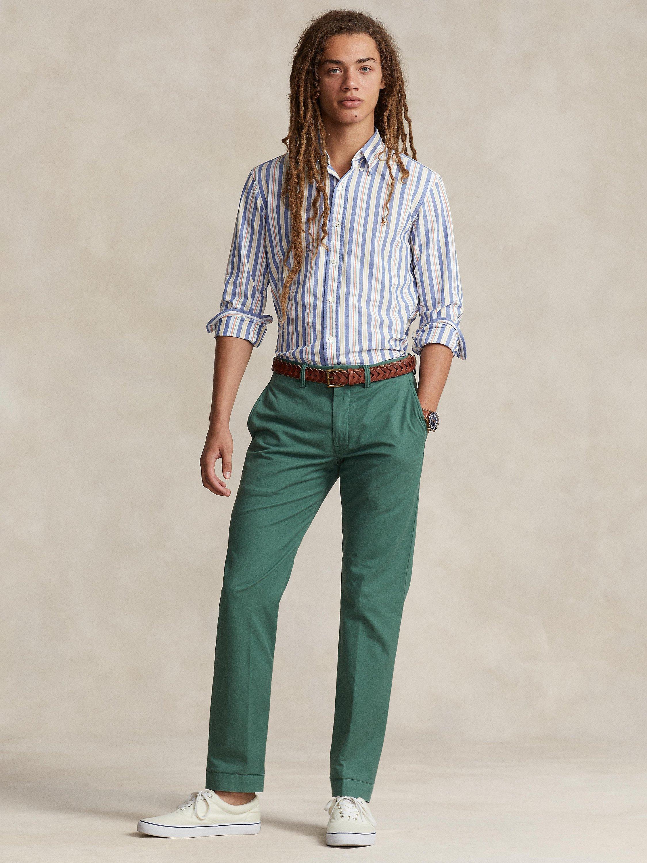 Product image 4 of 5, which shows Polo Ralph Lauren Custom Fit Stripe Oxford Shirt, Blue/Multi, XL