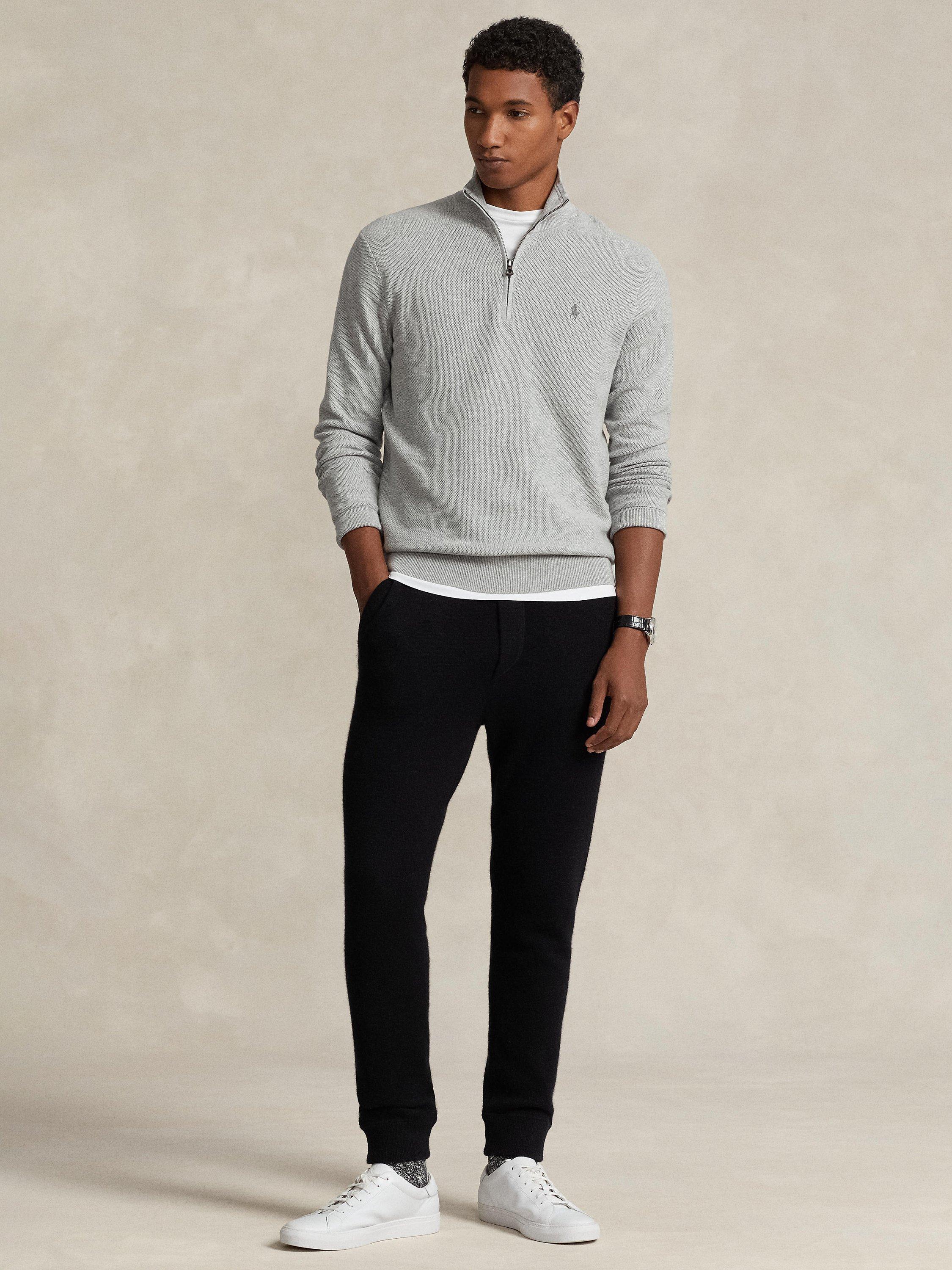 Polo ralph lauren men's half zip french rib cotton sweater sale