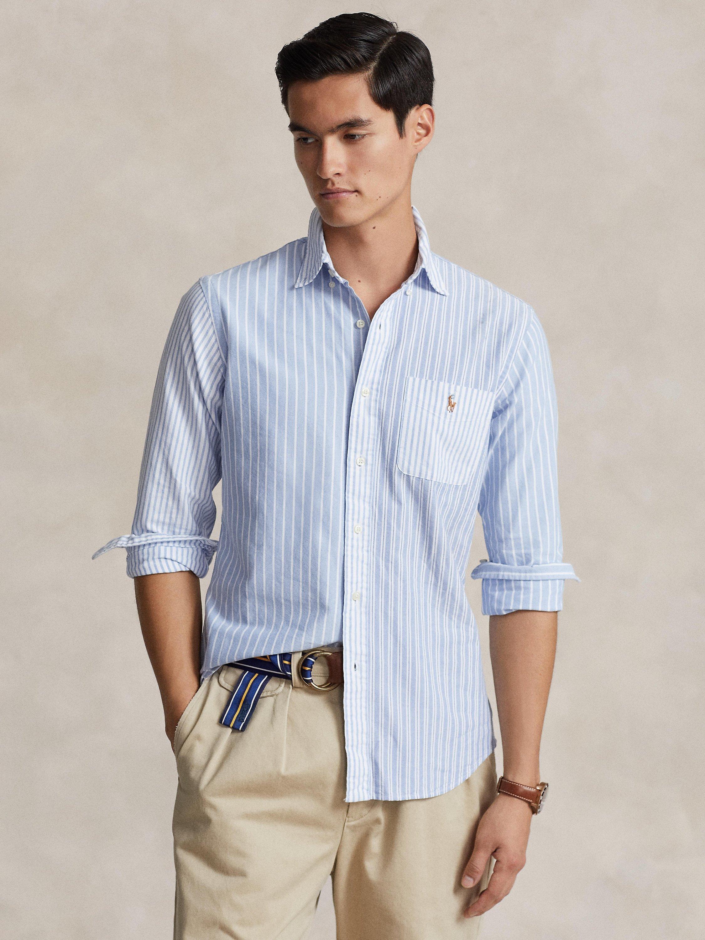 Polo Ralph Lauren Custom Fit Striped Oxford Fun Shirt, Blue/White