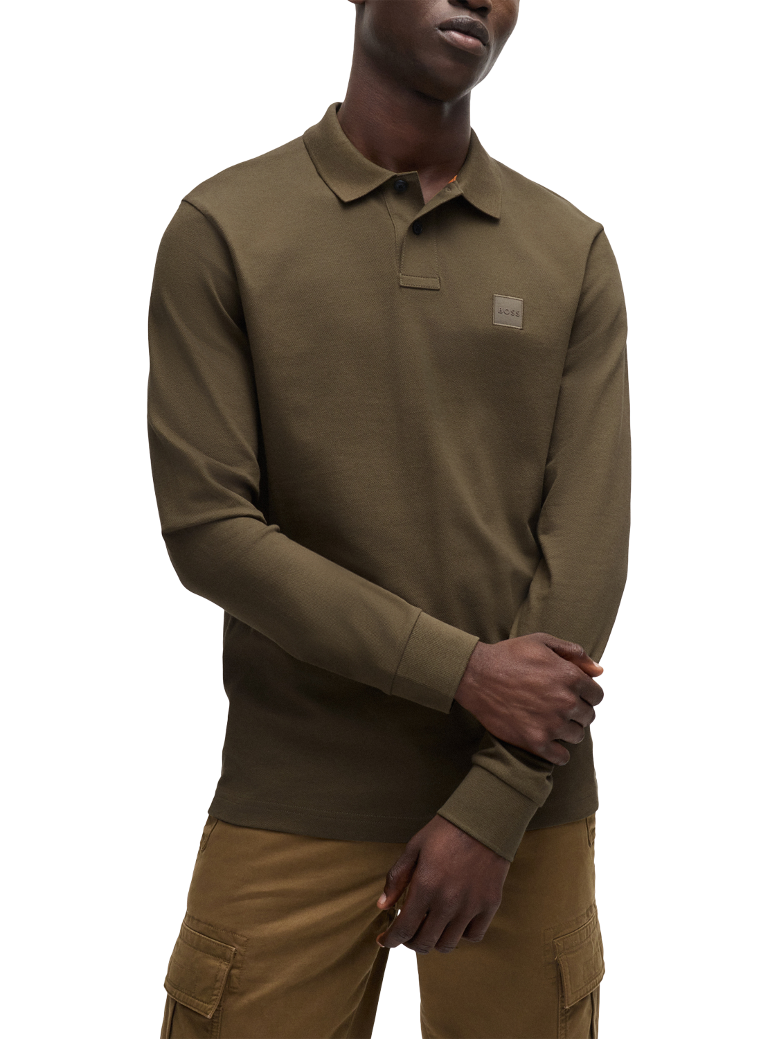 BOSS Passerby 368 Long Sleeve Polo Shirt, Green
