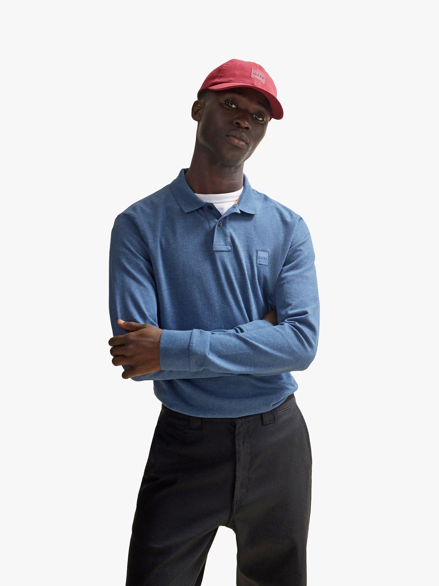 BOSS Passerby Long Sleeve Polo Shirt, Blue