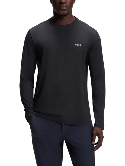 BOSS Long Sleeved Cotton T-Shirt, Dark Blue