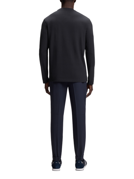 BOSS Long Sleeved Cotton T-Shirt - view 2, Dark Blue