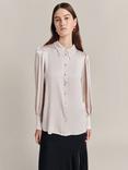 Ghost Alice Pointed Collar Satin Shirt, Beige