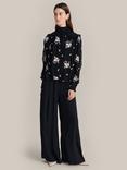 Ghost Josie Embroidered Blouse, Black Poppy