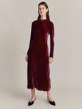 Ghost Selena Velvet Midi Dress, Magenta