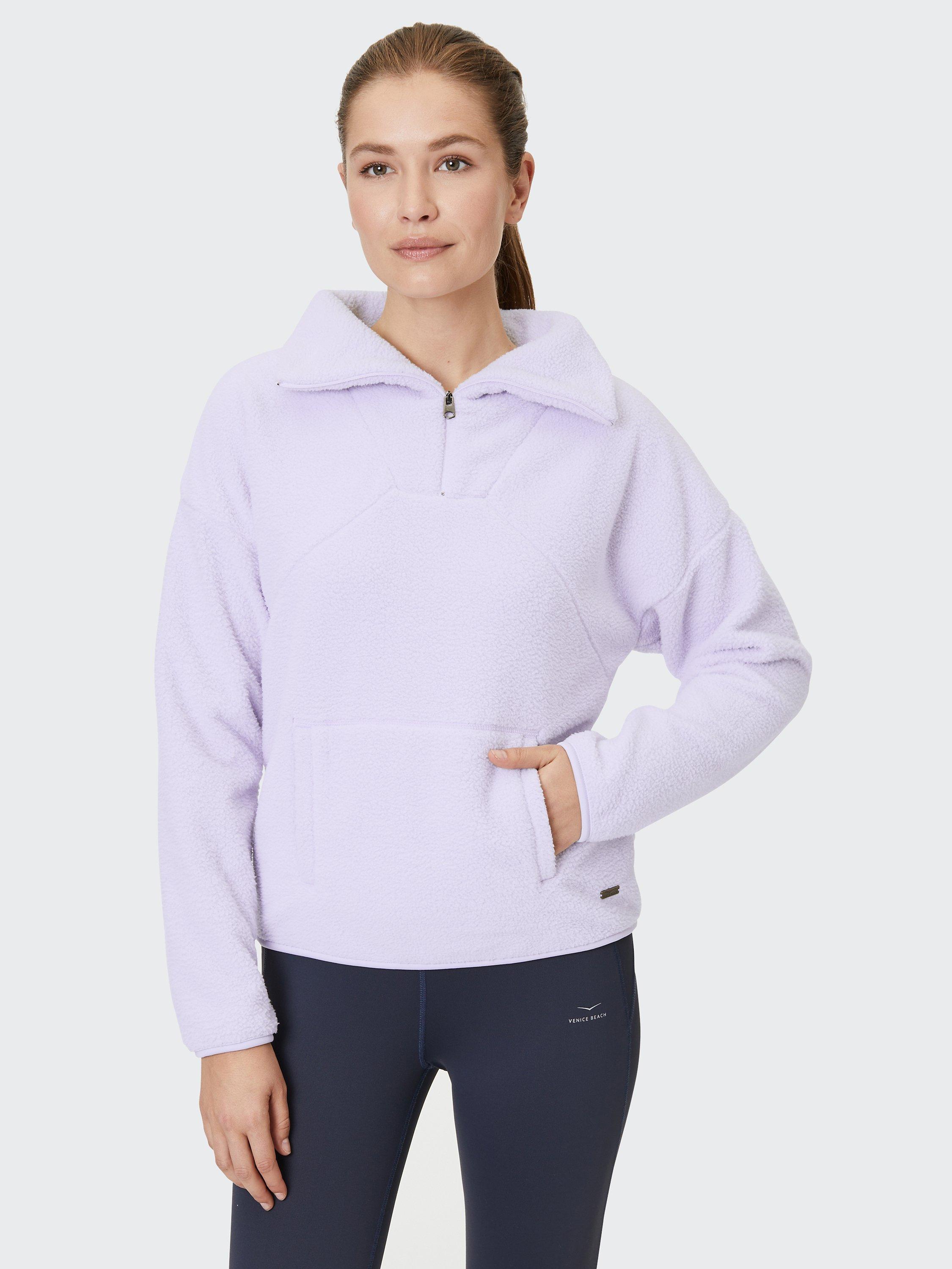 Product image 2 of 7, which shows Venice Beach Abby Zip Neck Top, Violet Haze, XS