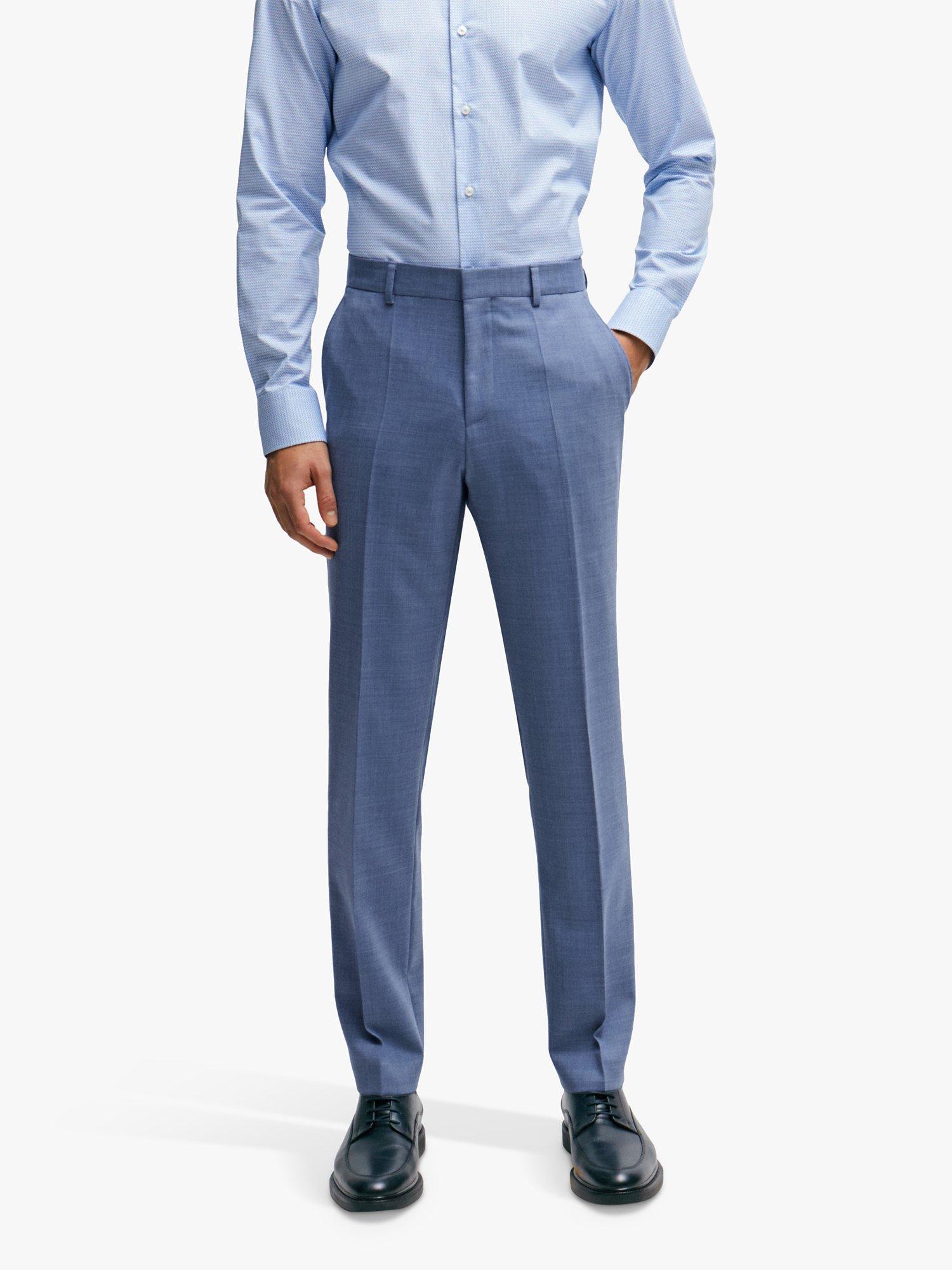 BOSS Leon Wool Blend Suit Trousers, Open Blue