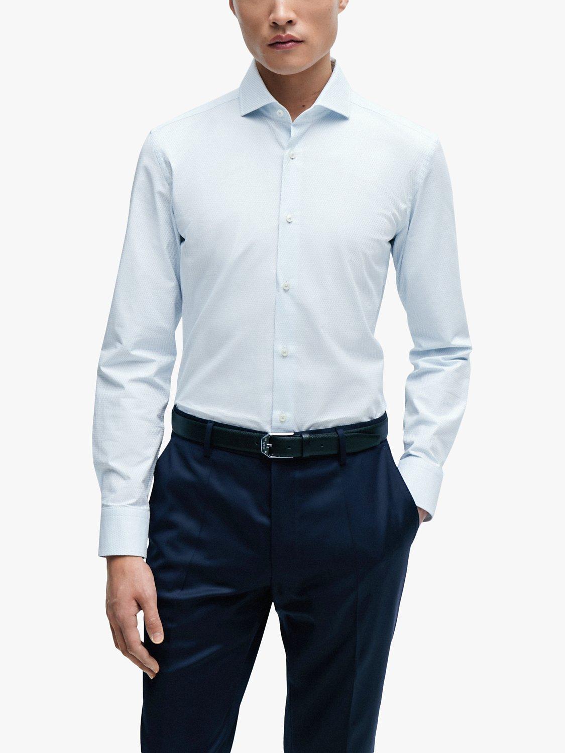 BOSS H-Hank Spread Long Sleeve Shirt, Pastel Blue