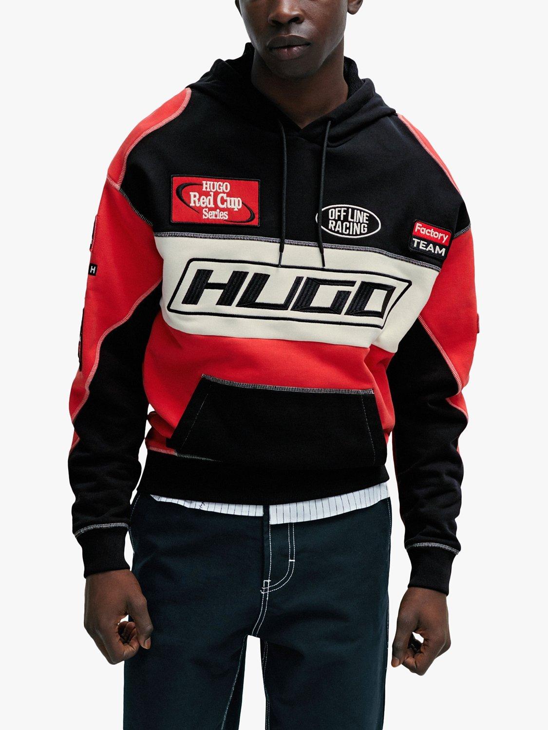 HUGO Dussels Long Sleeve Hoodie, Red/Multi
