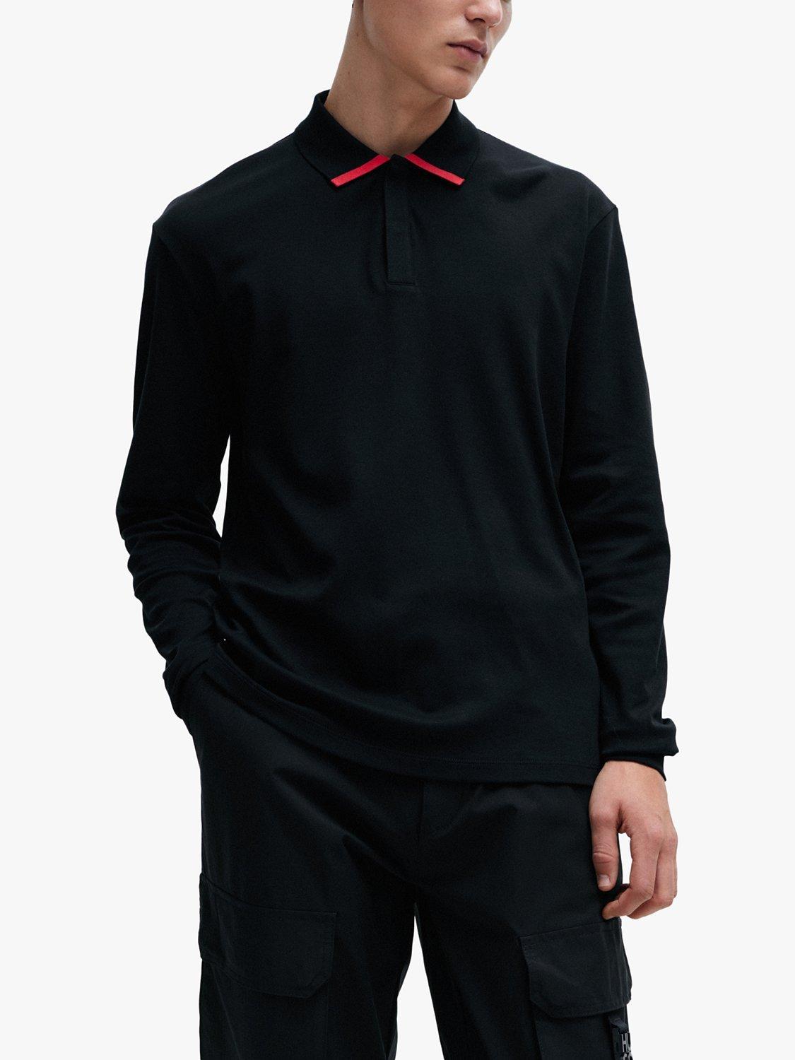 HUGO Dalomo Cotton Polo Top, Black