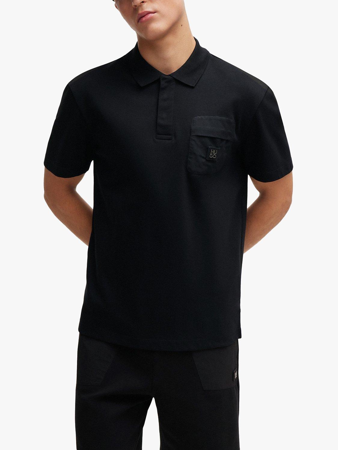 HUGO Domer Short Sleeve Polo Shirt, Black