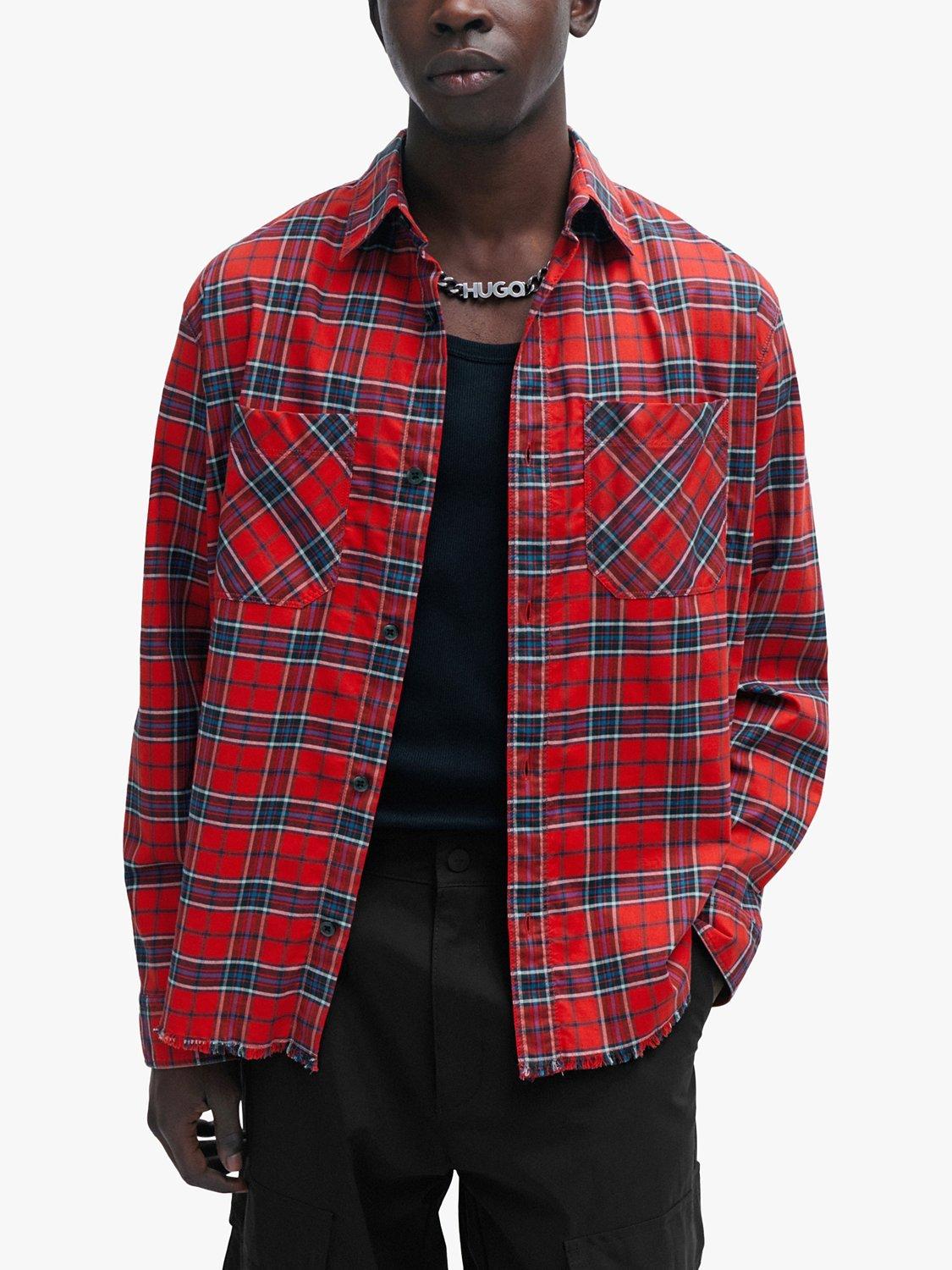 HUGO Egit 693 Long Sleeve Shirt, Red/Multi