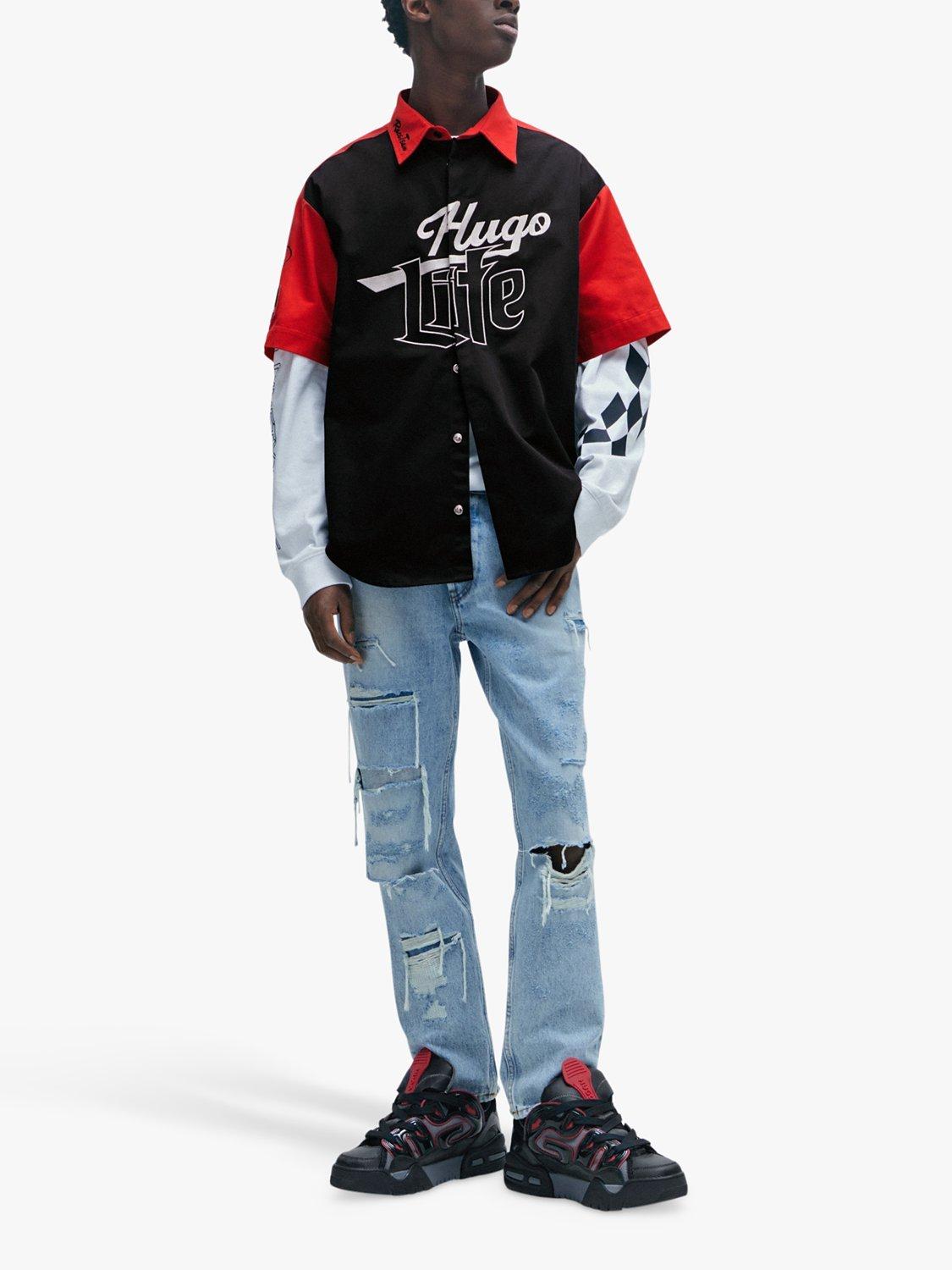 Product image 3 of 6, which shows HUGO Short Sleeve Nascar Shirt, Black/Multi, XXL