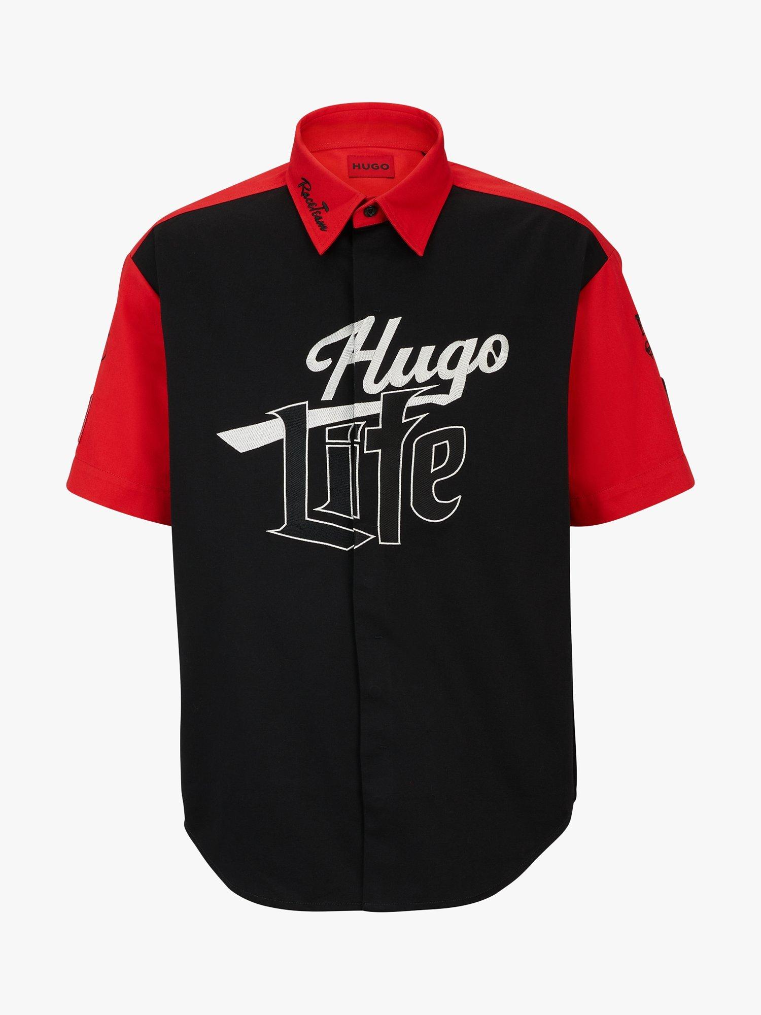 Product image 4 of 6, which shows HUGO Short Sleeve Nascar Shirt, Black/Multi, XXL