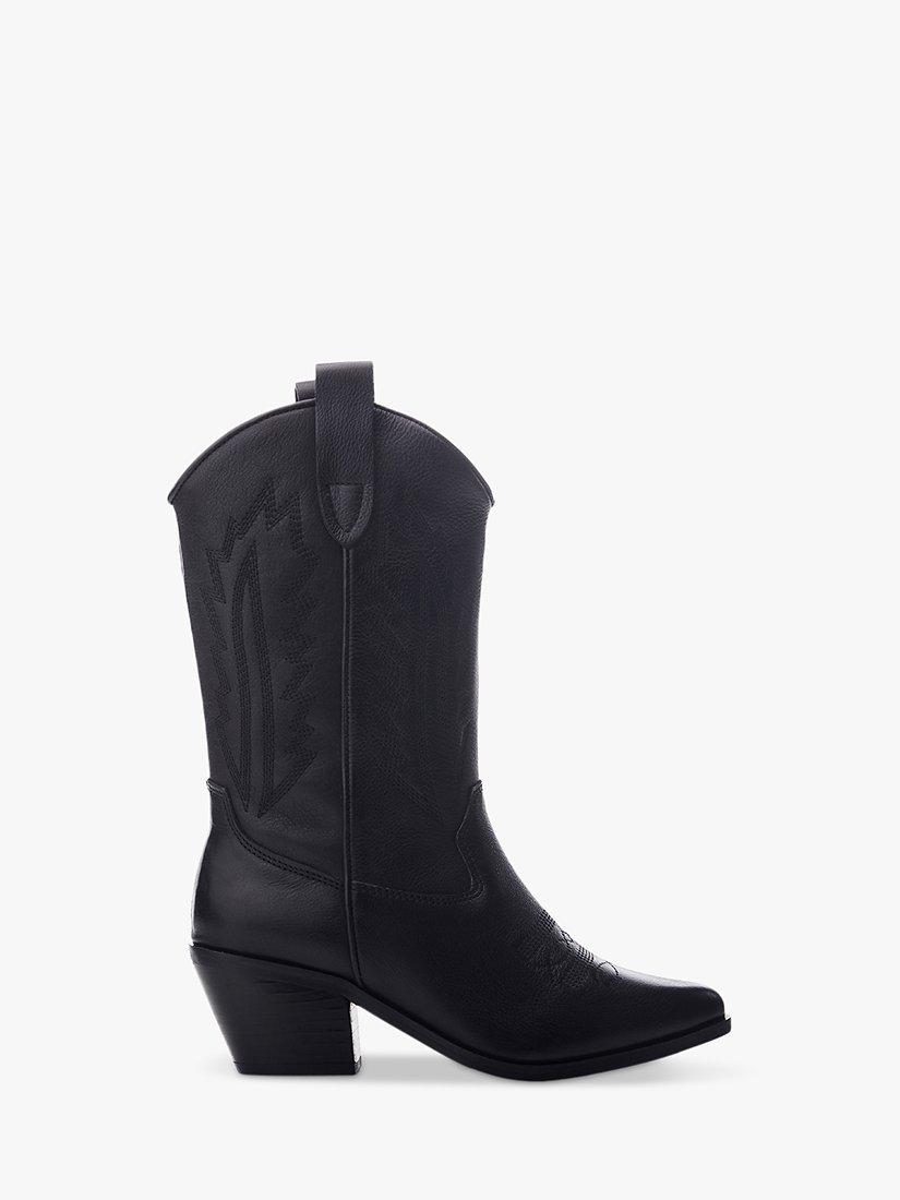 Moda in Pelle Heston Leather Cowboy Boots, Black