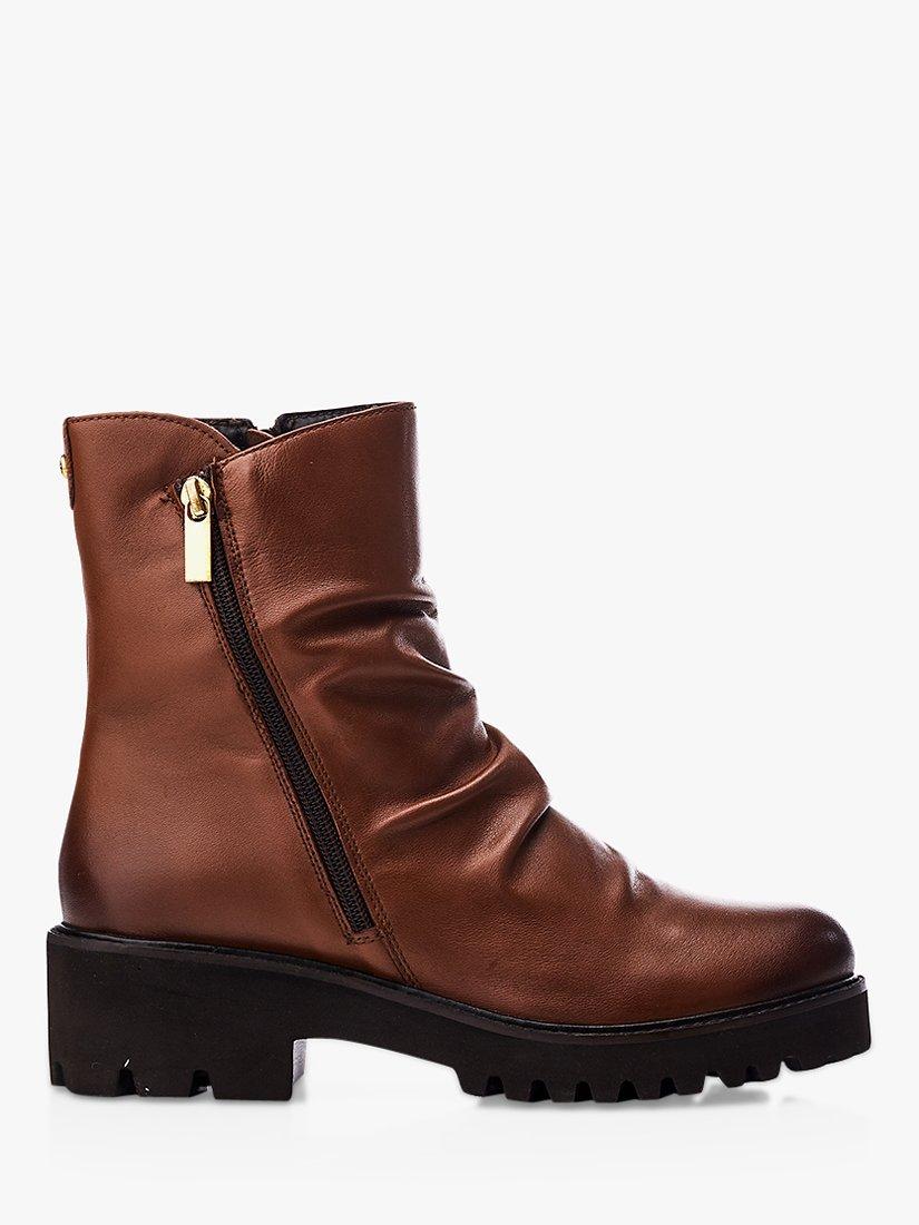 Moda in Pelle Calandra Ruched Leather Ankle Boots