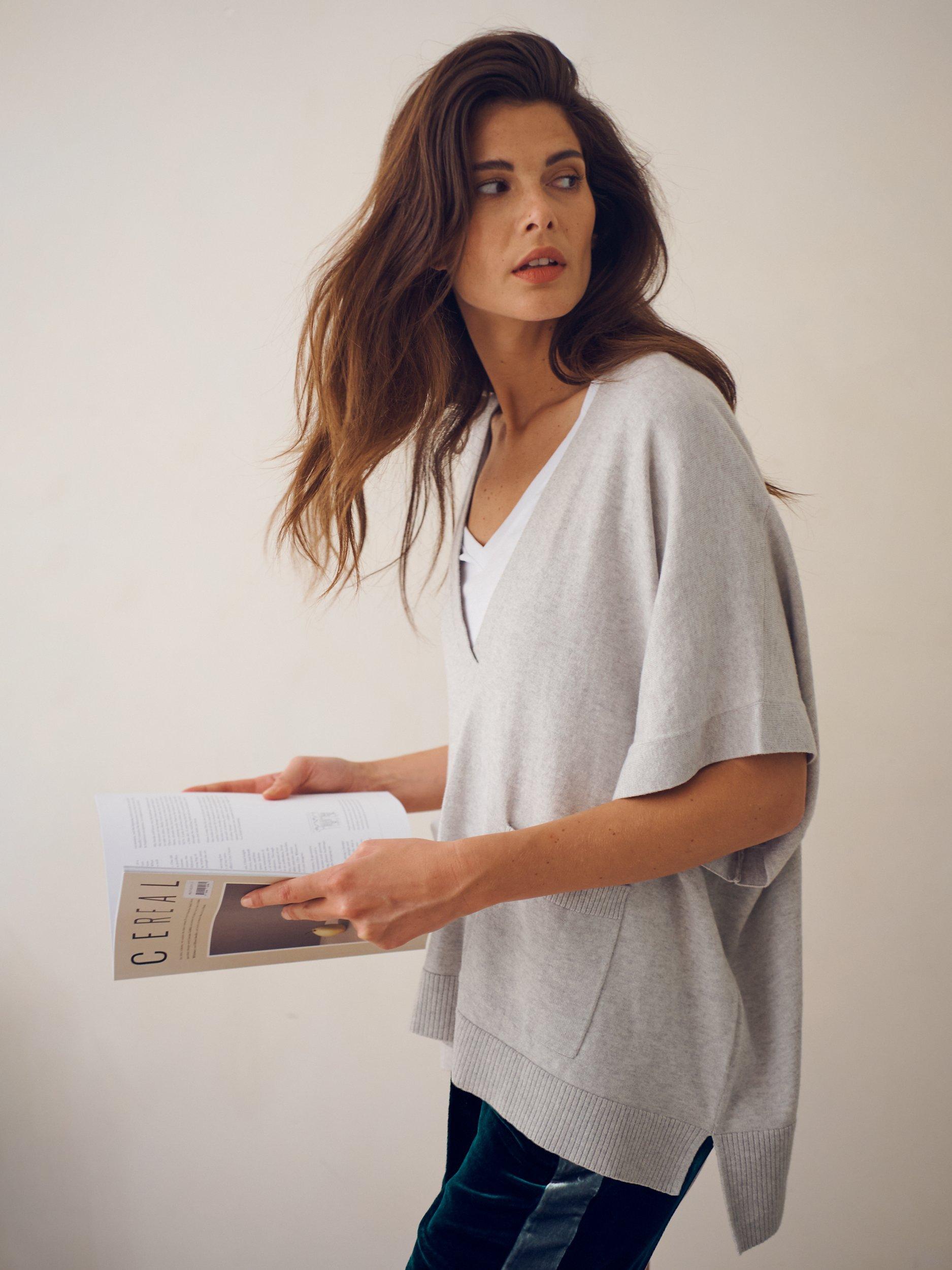 NRBY Vanessa Cashmere Blend Poncho, Light Grey, Light Grey