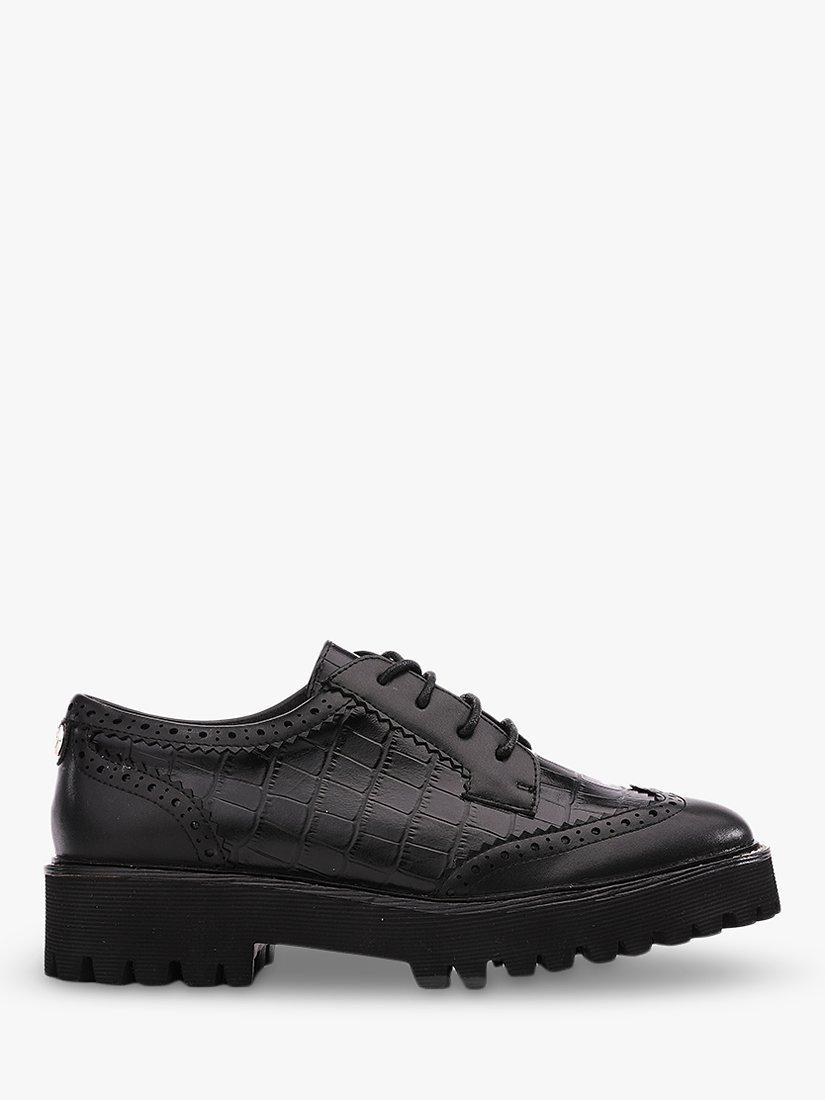 Moda in Pelle Elviee Leather Croc Brogues, Black