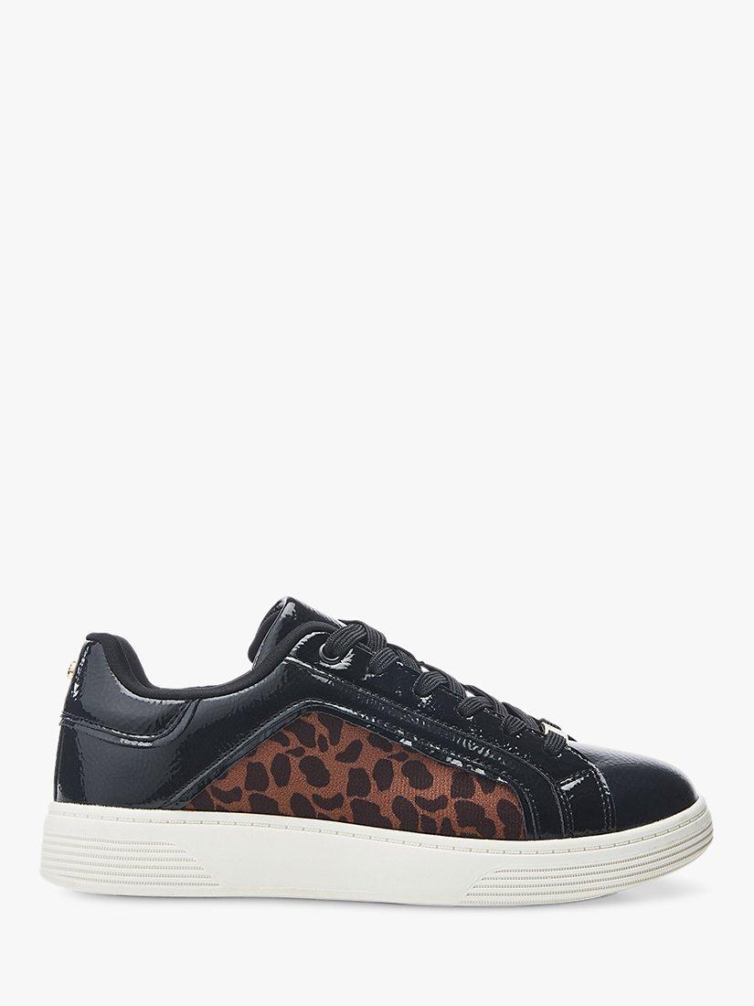 Moda in Pelle Bearly Leather Trainers, Black/Leopard