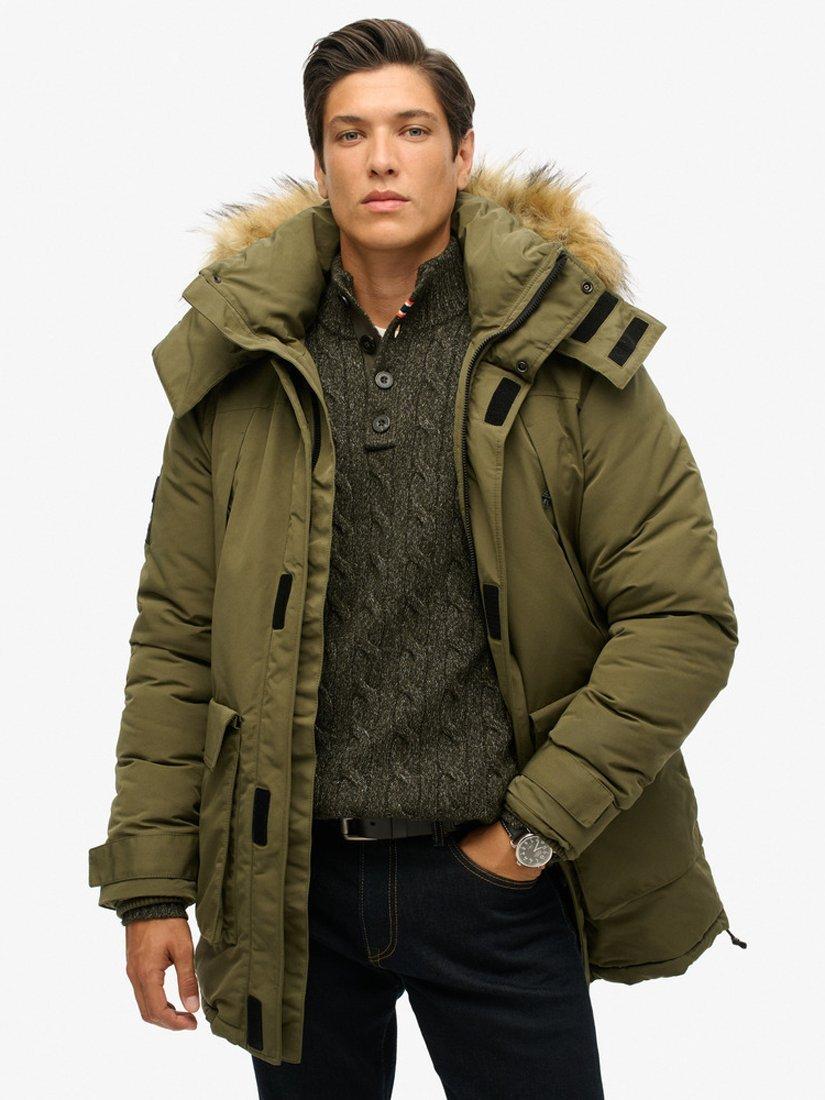 Superdry XPD Everest Faux Fur Hooded Parka Washed Khaki