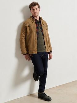 Superdry Organic Cotton Canvas Workwear Overshirt, Sandstone Brown, Sandstone Brown