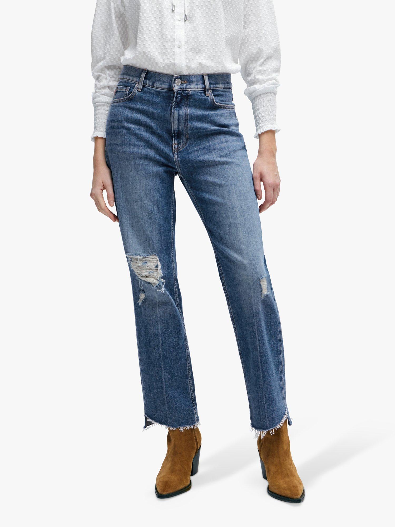 BOSS Cotton Blend Slim Jeans, Medium Blue