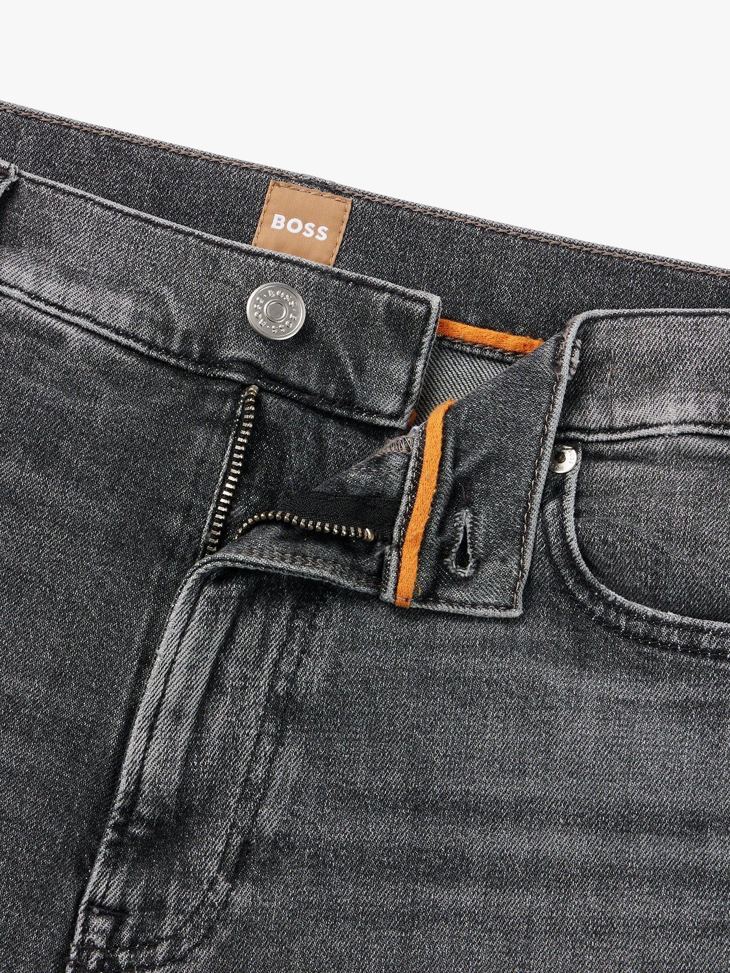 Product image 4 of 5, which shows BOSS Distressed Straight Leg Cropped Jeans, Medium Grey, 31
