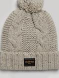 Superdry Cable Knit Bobble Beanie, Oaty Beige Fleck