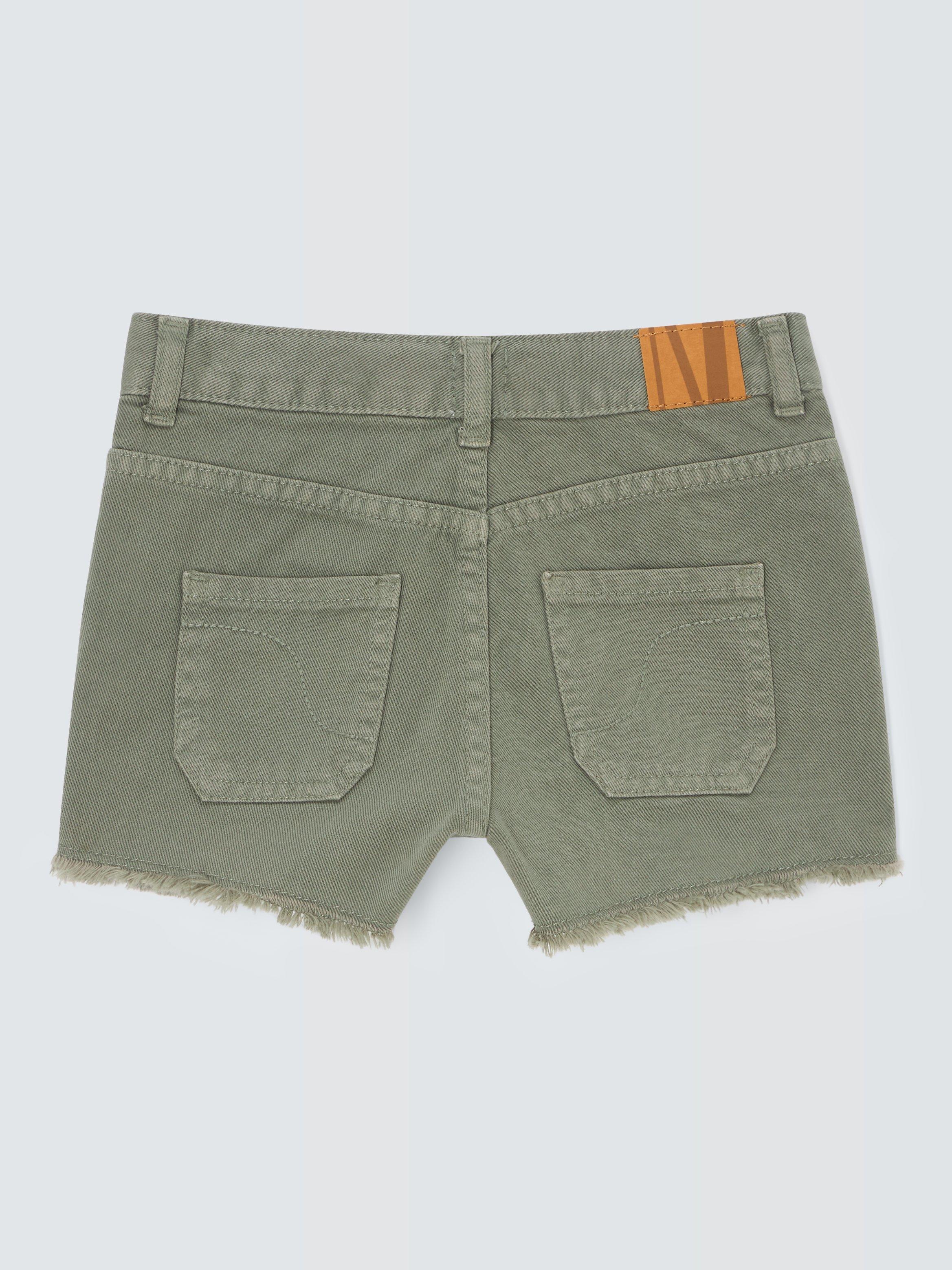 Product image 6 of 6, which shows John Lewis Girl's Frayed Hem Denim Shorts, Green, 8 years
