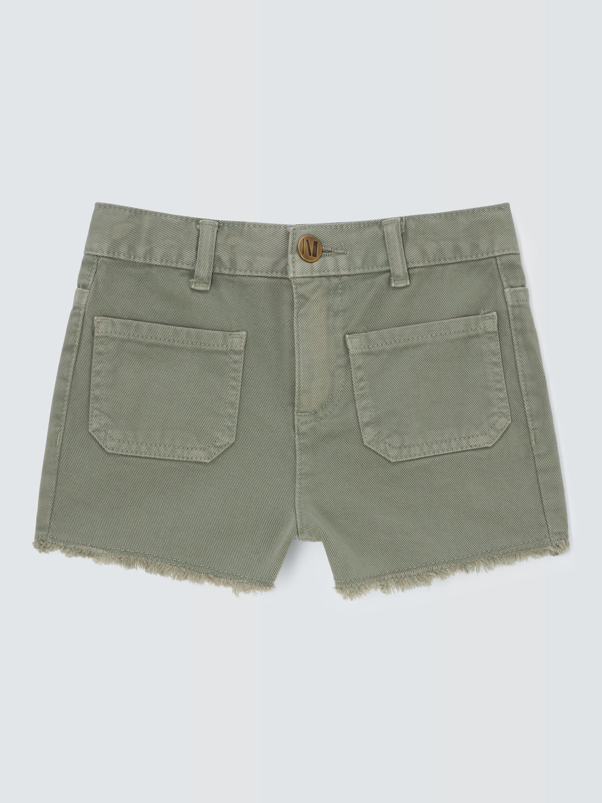 Product image 3 of 6, which shows John Lewis Girl's Frayed Hem Denim Shorts, Green, 8 years