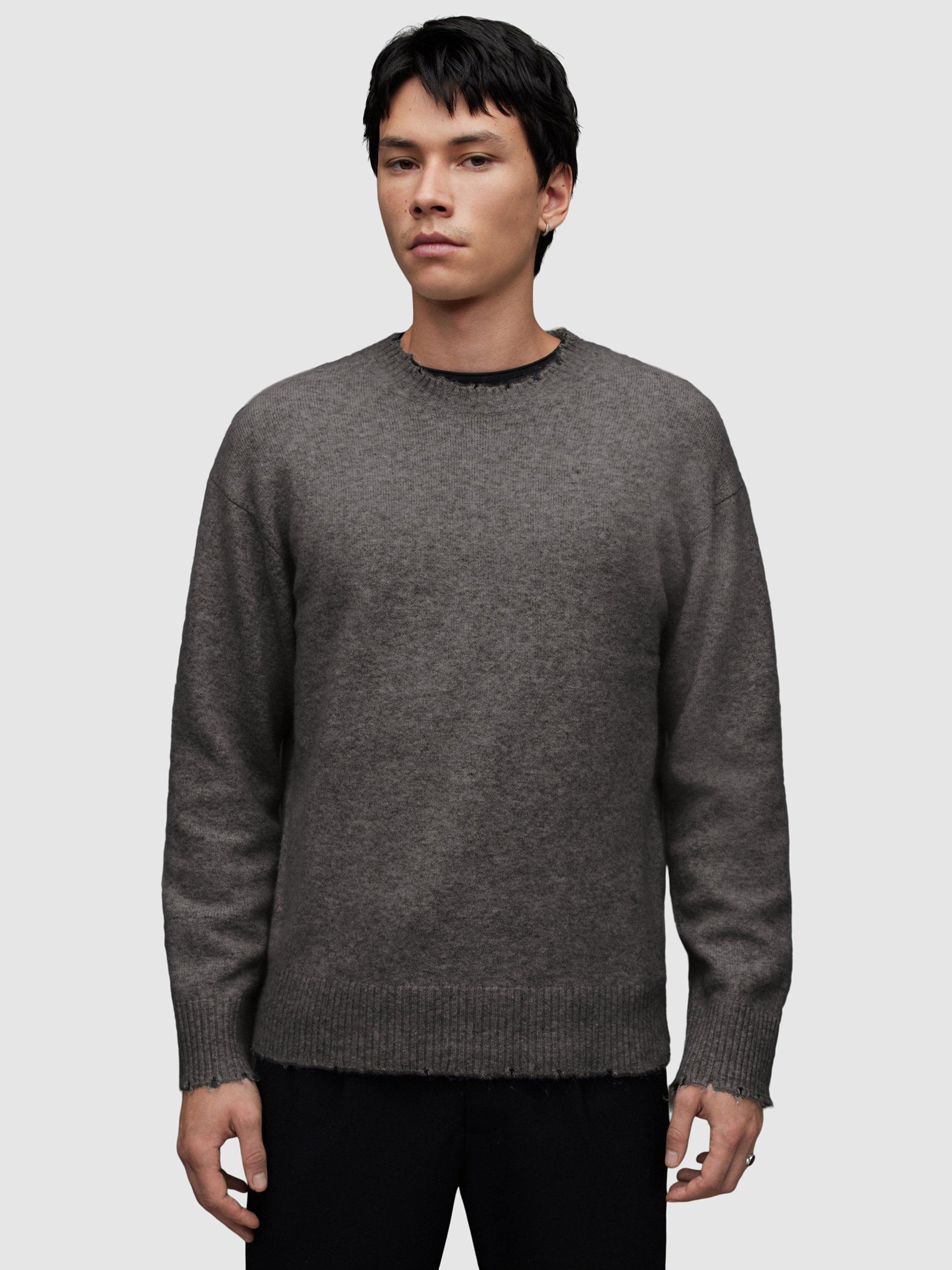 AllSaints Luka Crew Neck Jumper, Monument Grey Marl
