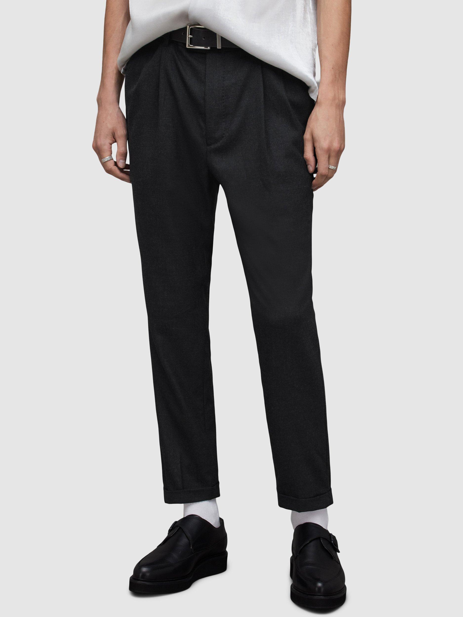 AllSaints Leigh Wool Blend Tallis Trousers, Charcoal Grey