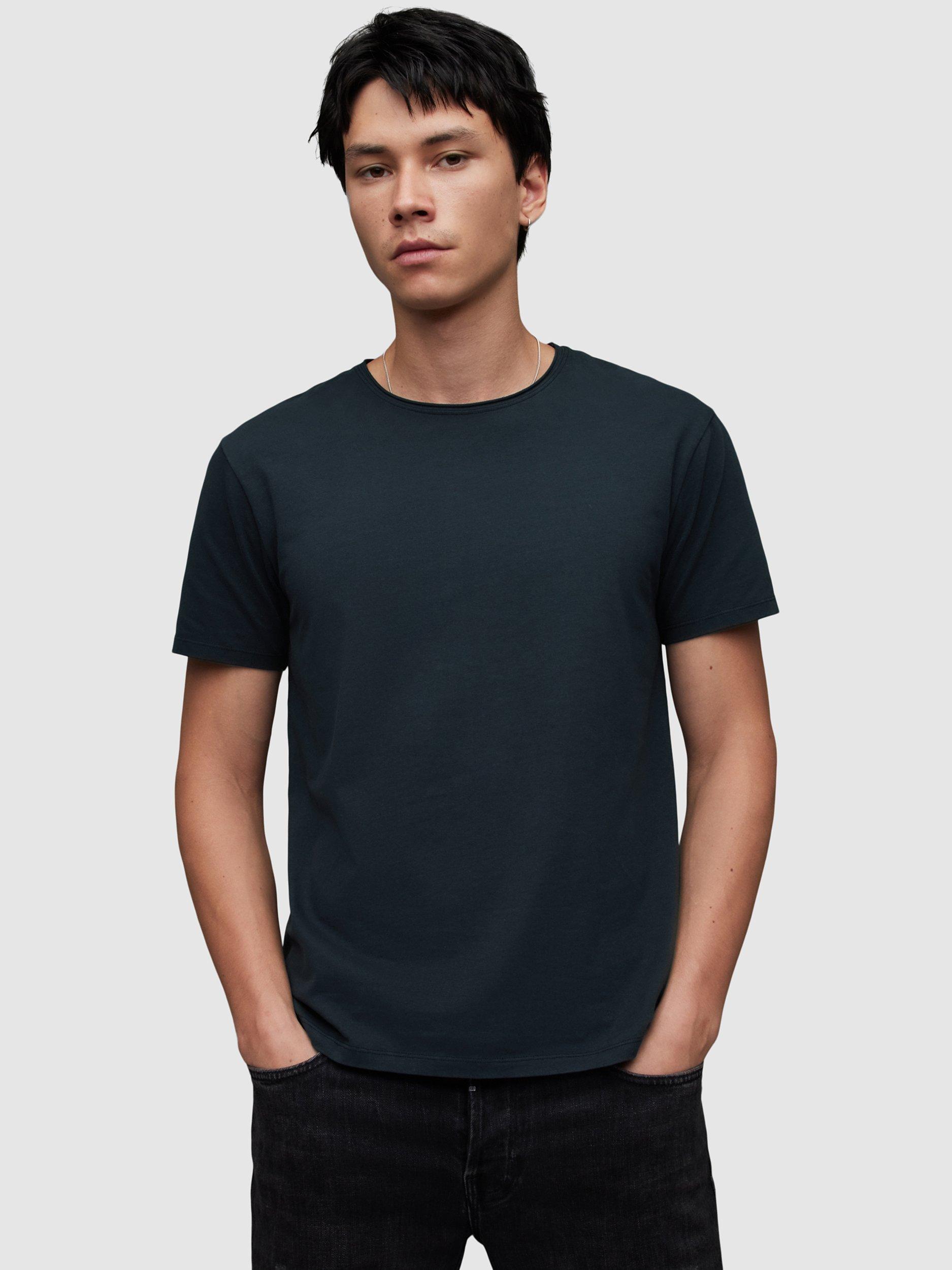 AllSaints Bodega Short Sleeve Organic Cotton T-Shirt, Cadet Blue