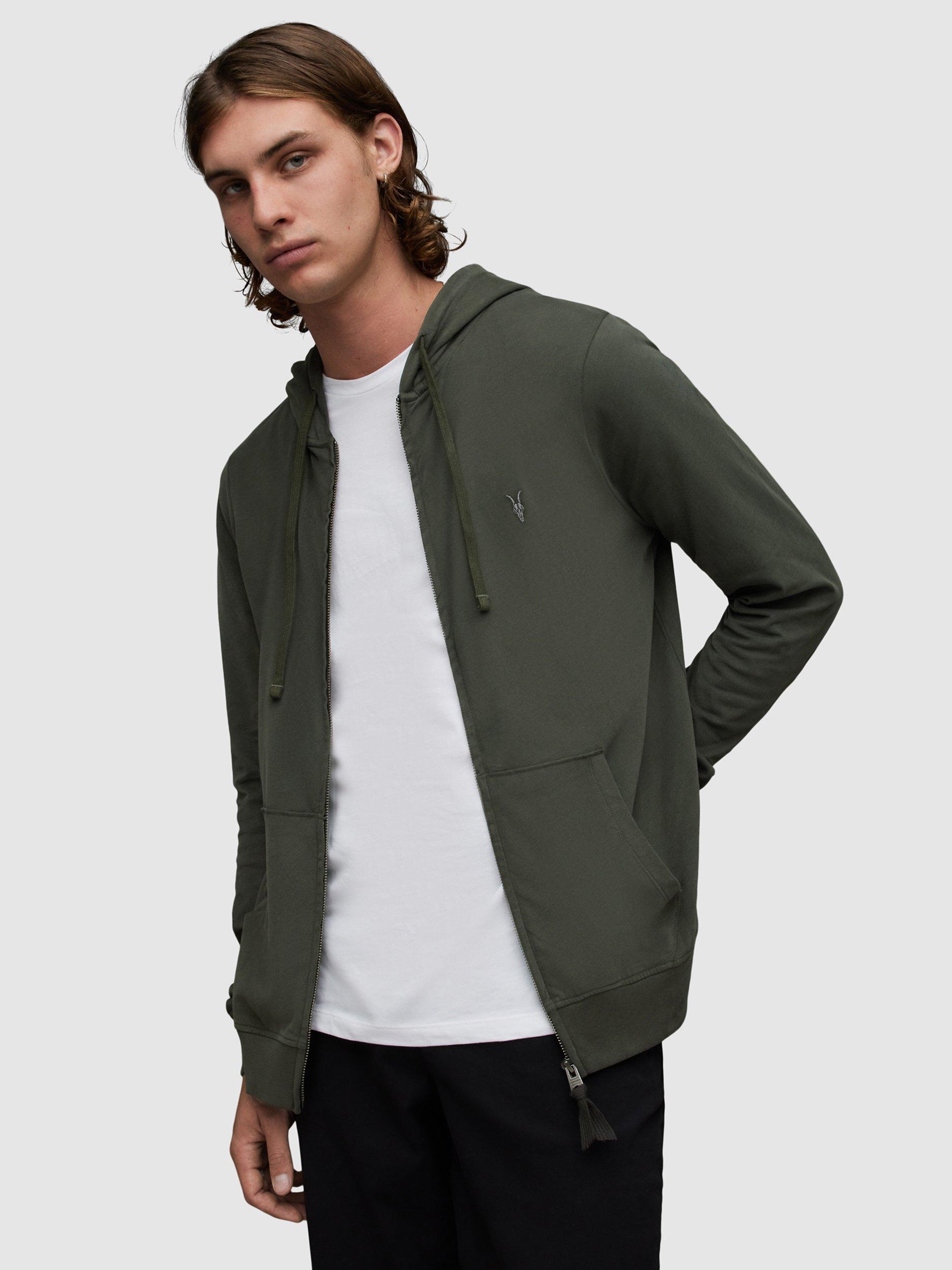 AllSaints Brace Full Zip Hoodie, Dark Ivy Green