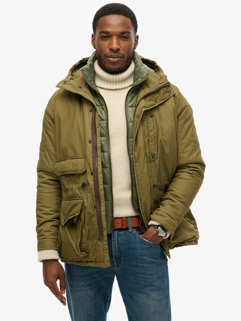 Superdry Hooded Cotton Lined Deck Jacket, Khaki