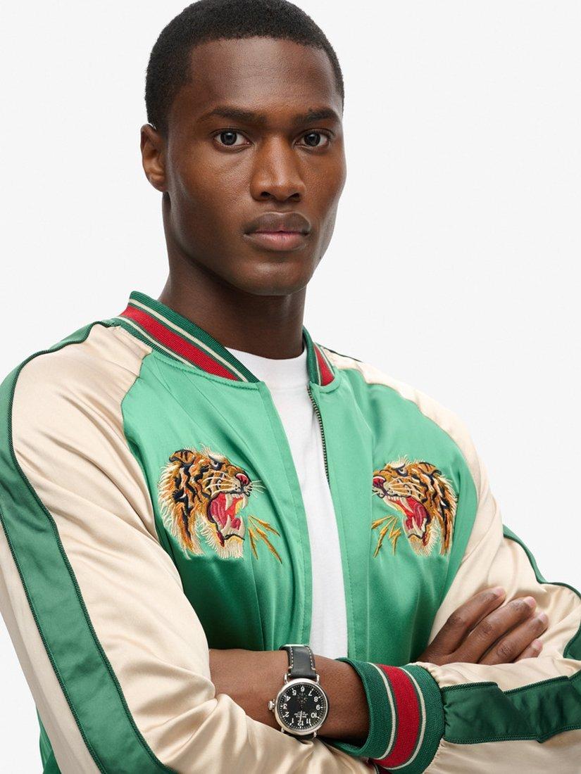 Product image 3 of 6, which shows Superdry Sukajan Embroidered Bomber Jacket, Bowling Green/Multi, M