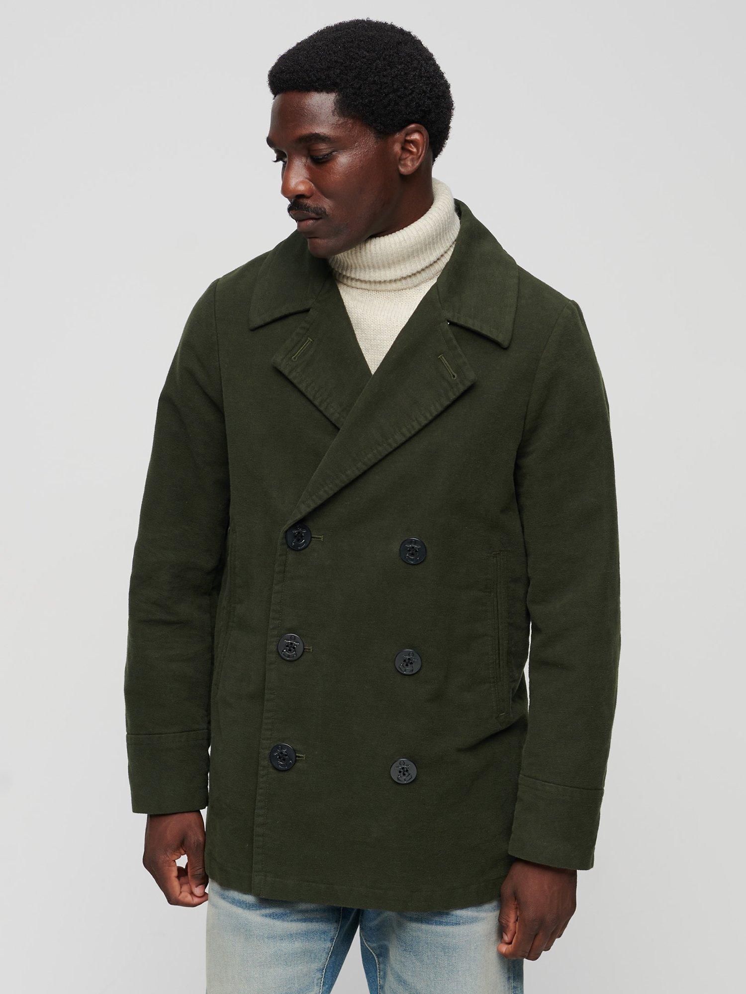 Superdry The Merchant Store Moleskin Pea Coat Surplus Goods Olive