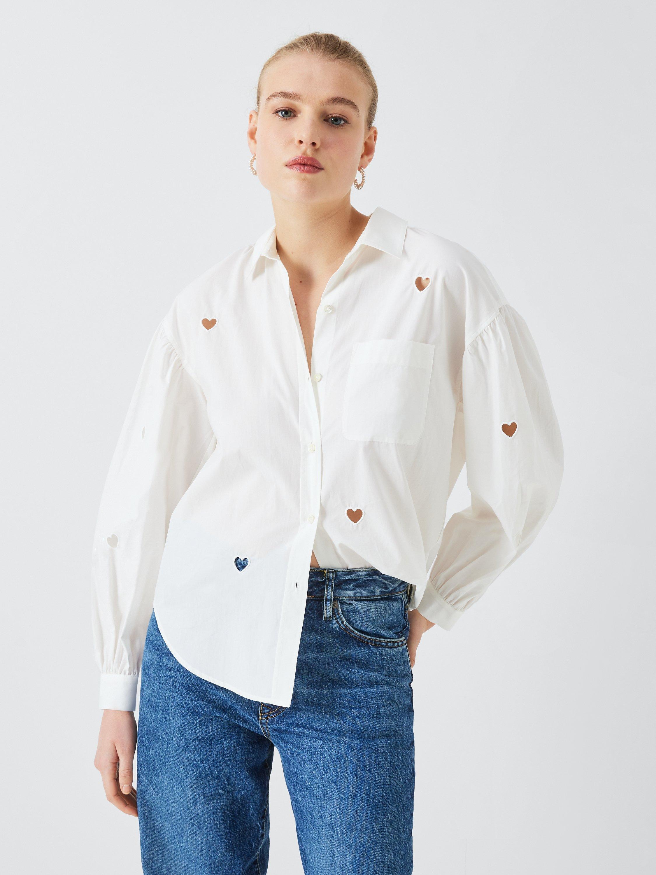Rails Janae Eyelet Heart Cotton Shirt, White