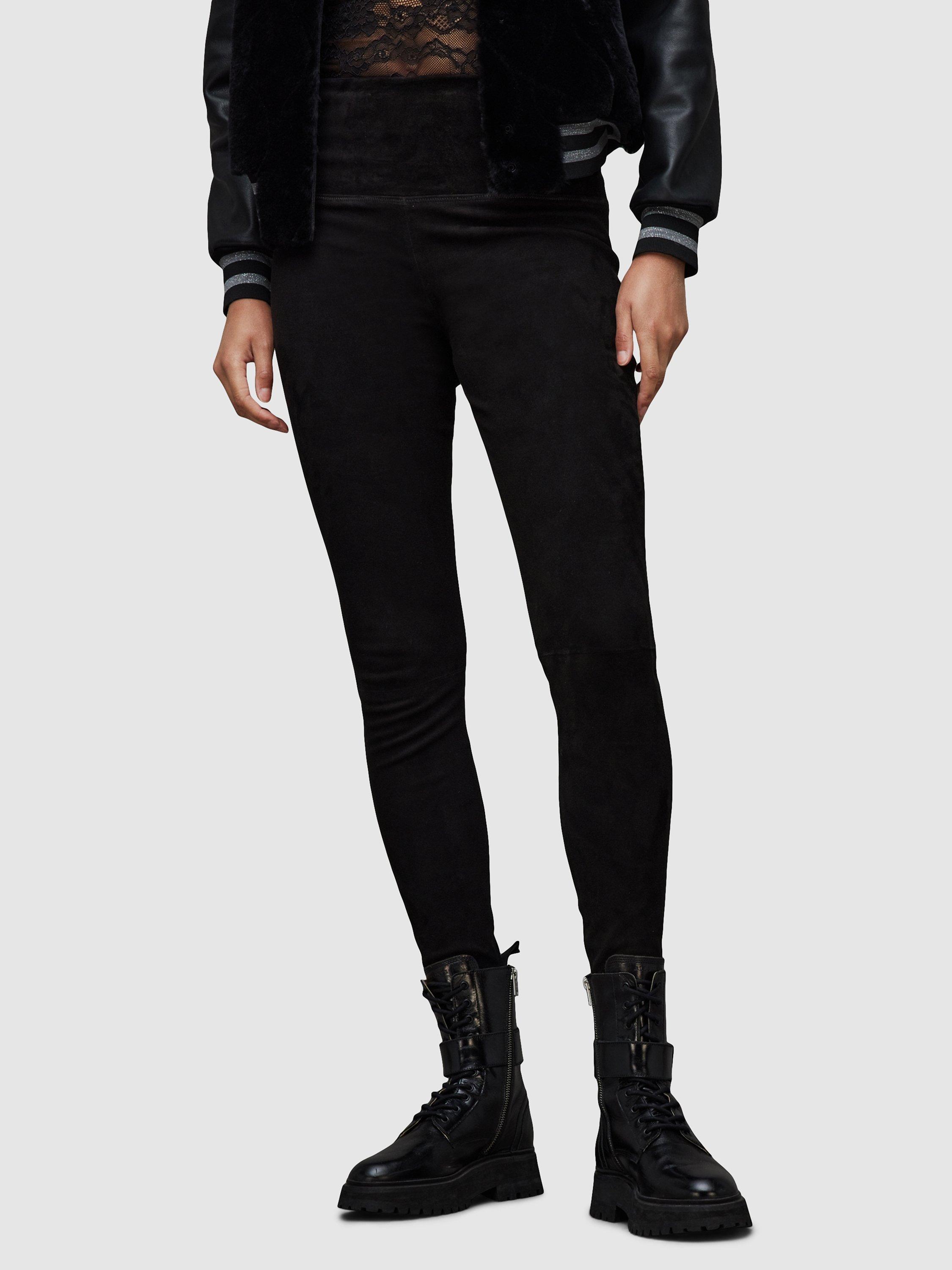 AllSaints Cora Suede Leggings, Black
