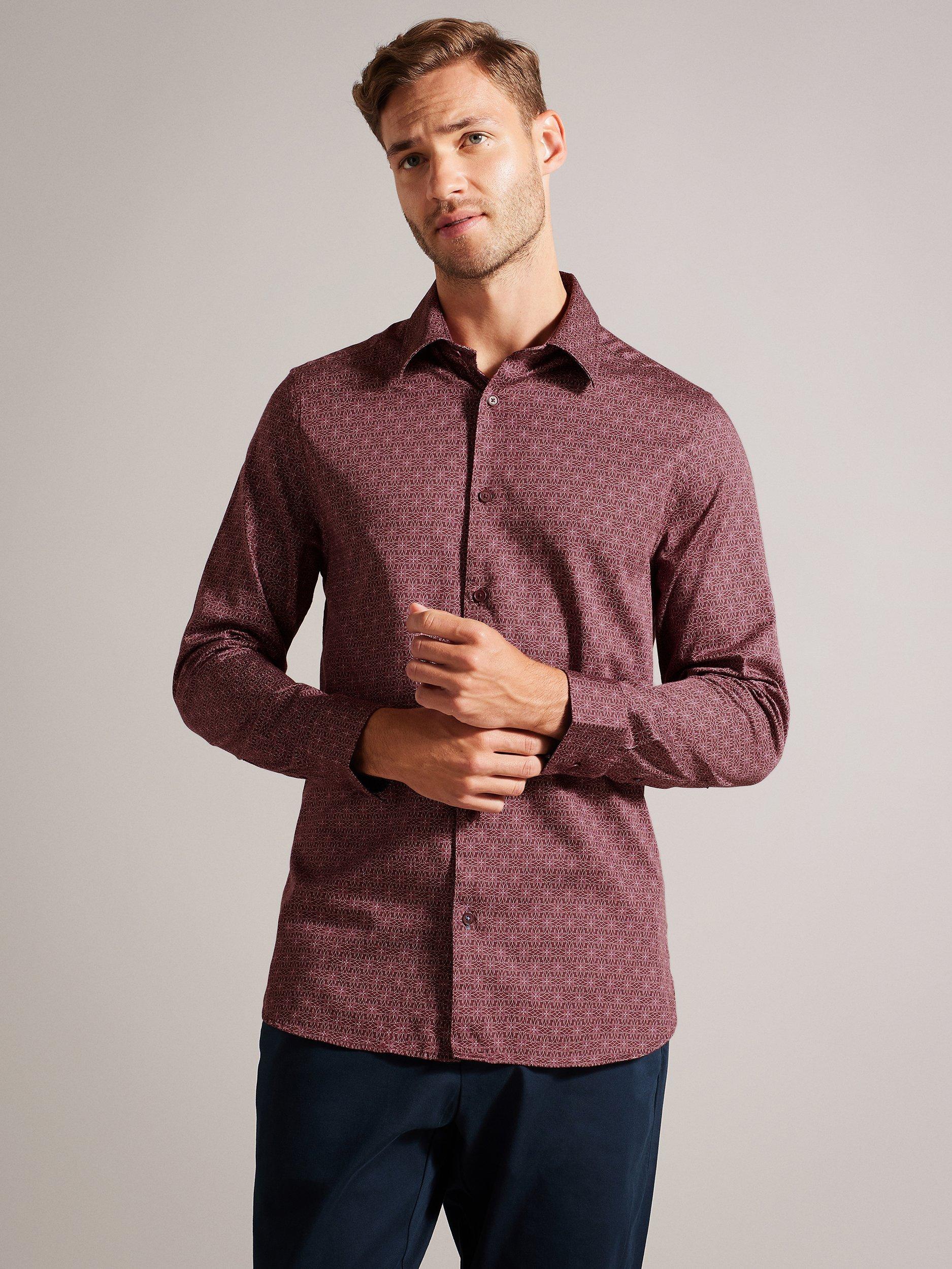 Ted Baker Pavia Star Geo Print Shirt, Red Maroon